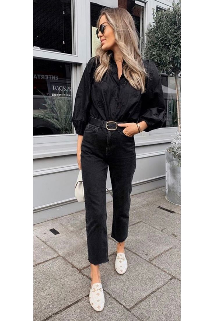 tenue chic avec un jean noir