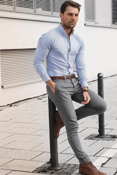 chino gris homme