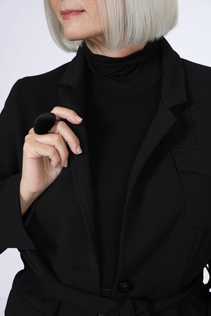 Veste grande taille unie inspiration saharienne , Noir, 52 | Plain