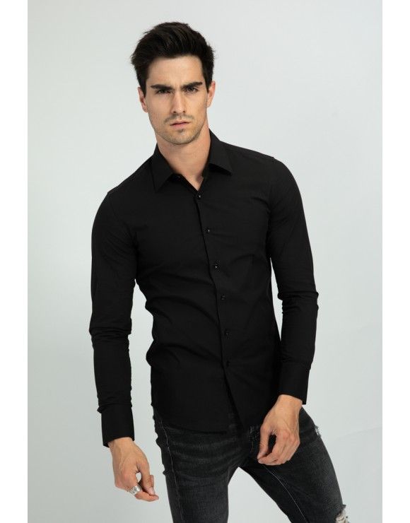 Chemise noir cintrée. | Overhemd, Man, Garderobe