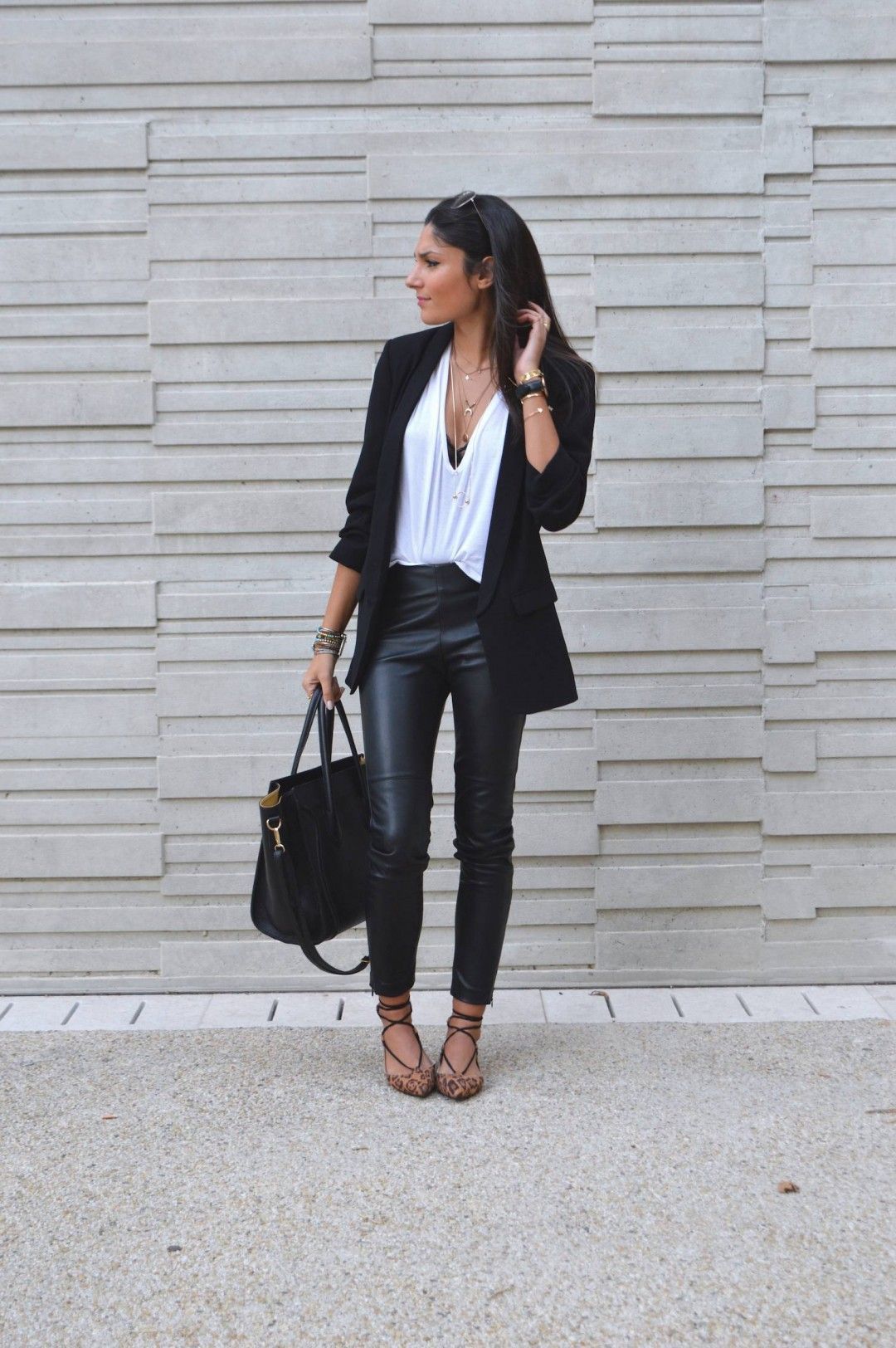 look pantalon simili