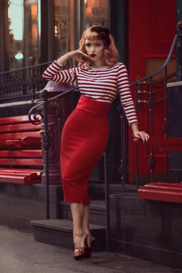 robe rouge femme année 50