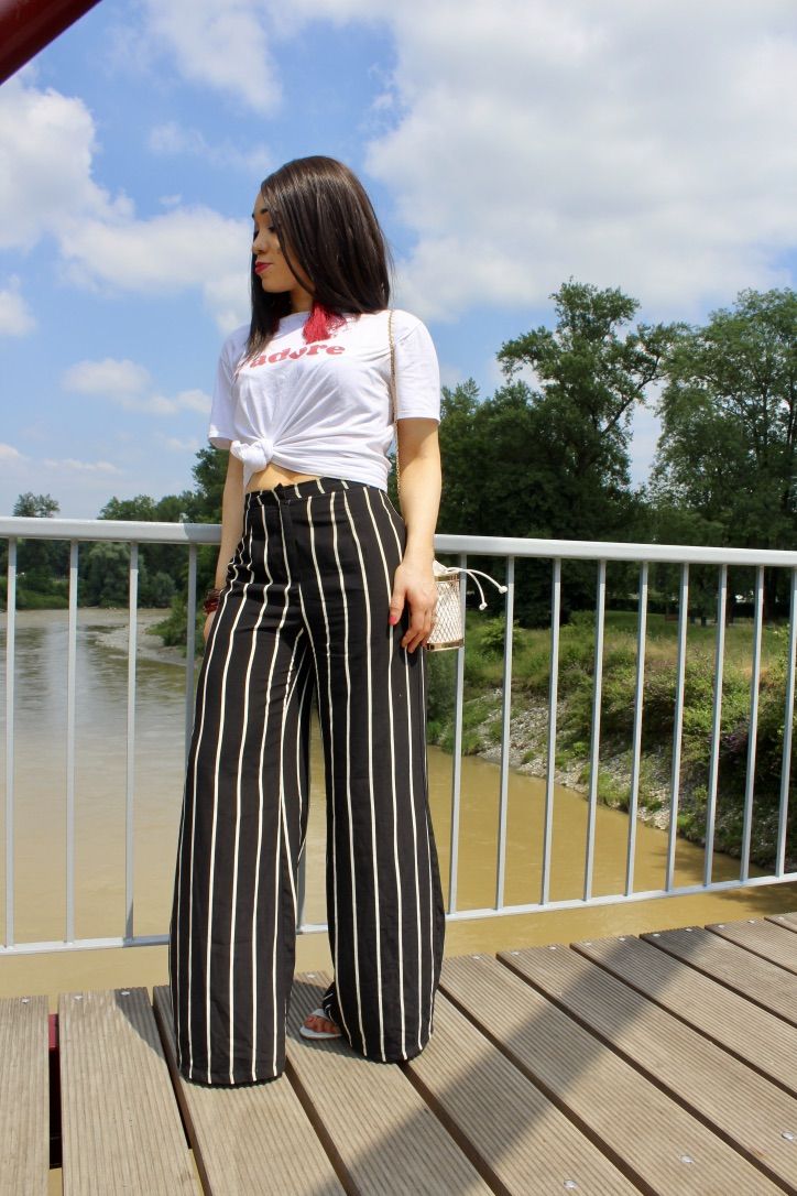 LE PANTALON LARGE À RAYURES - Anna fashion therapy