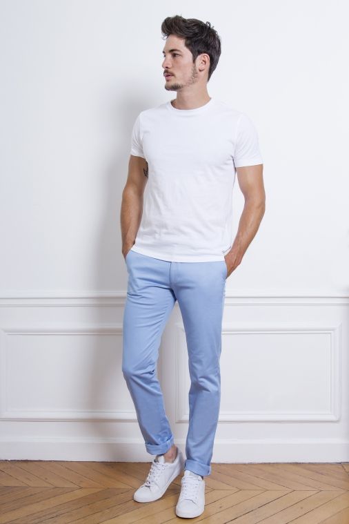 Pantalon Chino Bleu pastel Homme | LePantalon | Blue chinos men