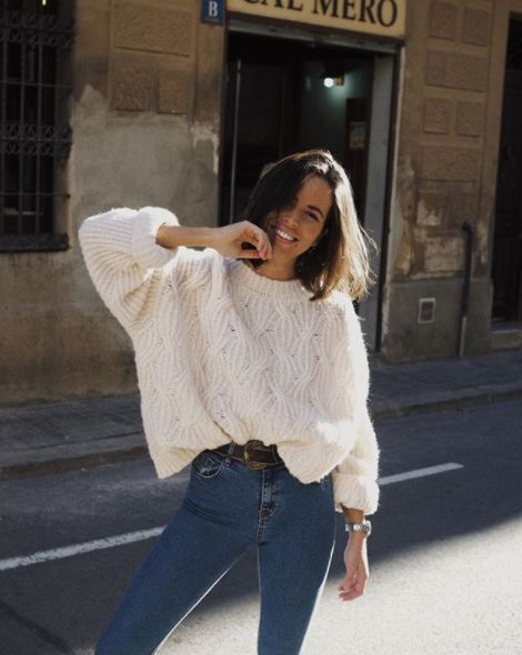 Pull en maille - Stylee.fr | Gros pull blanc, Idées de mode