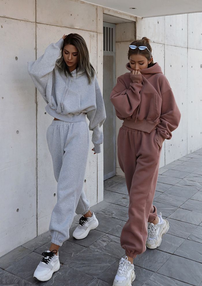 look jogging gris femme