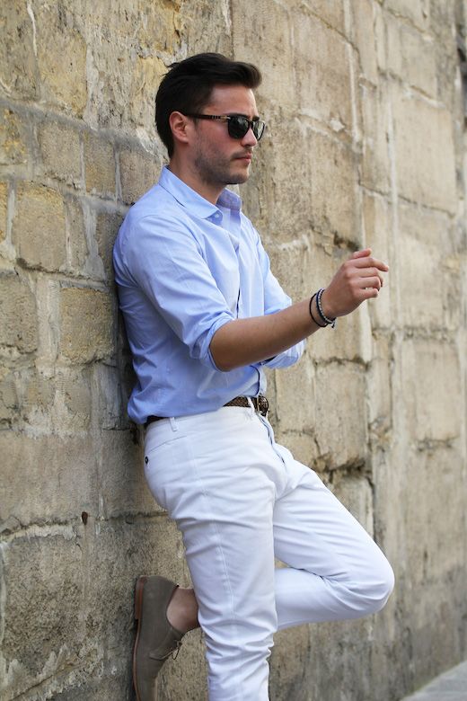 pantalon blanc chic homme