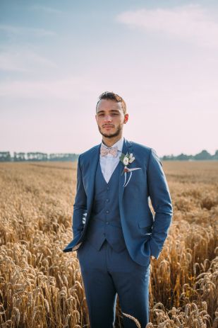 costume mariage homme bleu champetre