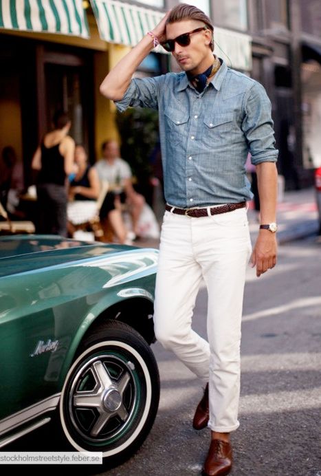 pantalon blanc chic homme