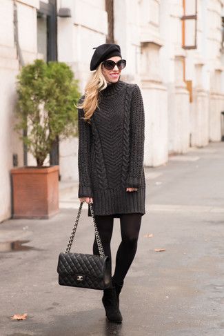 tenue robe pull noir