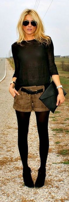 short noir femme avec collant