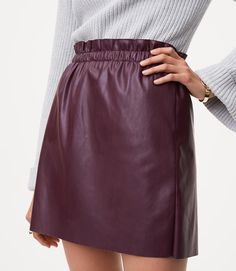 jupe cuir bordeaux