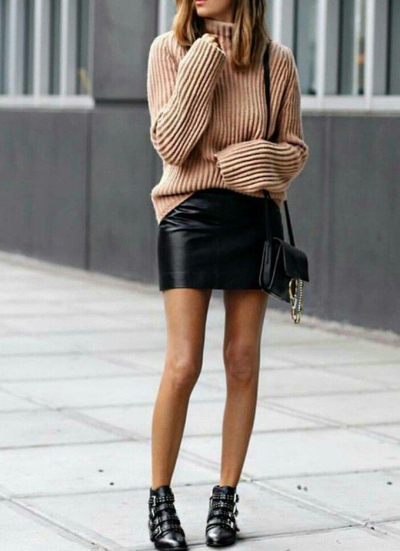 look jupe en cuir