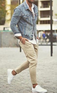 beige jeans mens outfit