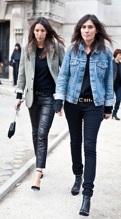 tenue veste en jean noir femme