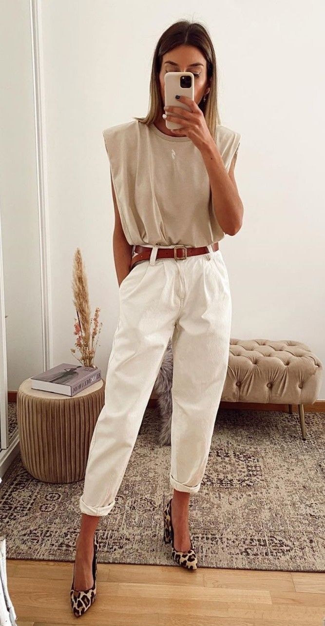 tenue pantalon beige