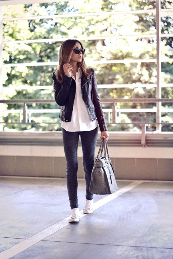 tenue veste en jean noir