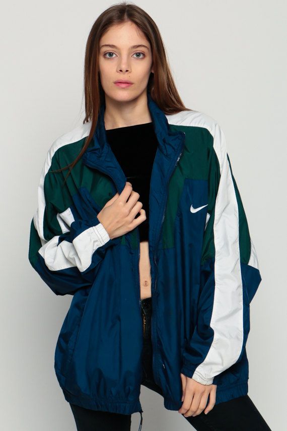 Nike Coupe-vent veste des années 80 en Nylon veste bleu marine