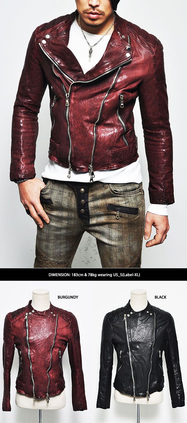 Outerwear :: Leather Jackets :: Designer Homme Seaming Crinkle