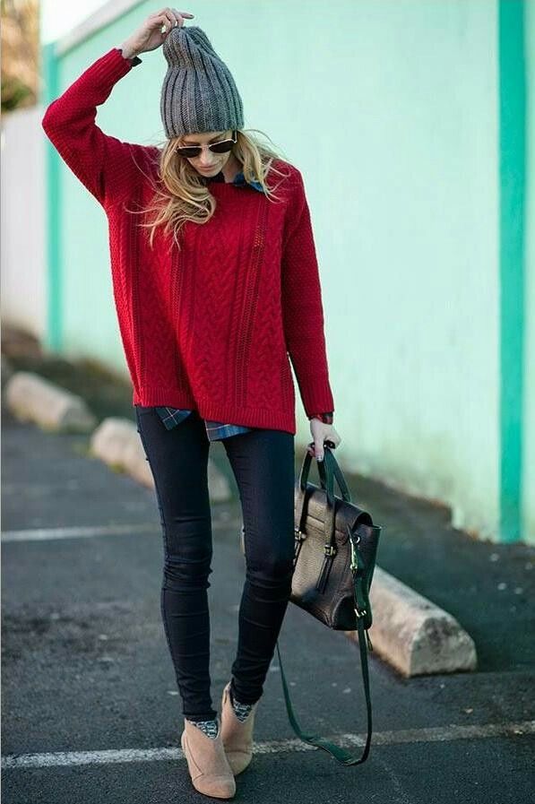 avec quoi porter un pull rouge femme