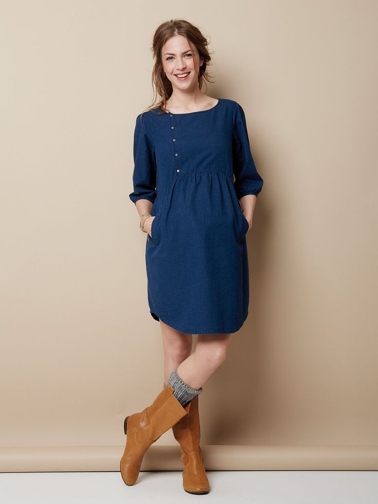 Robe de grossesse effet denim bleu - Colline