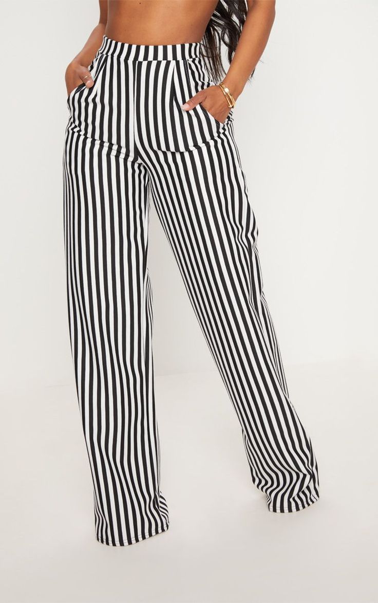 Shape Black Striped Wide Leg Trousers