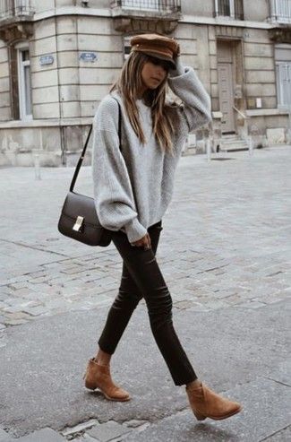 tenue avec bottes marron foncé