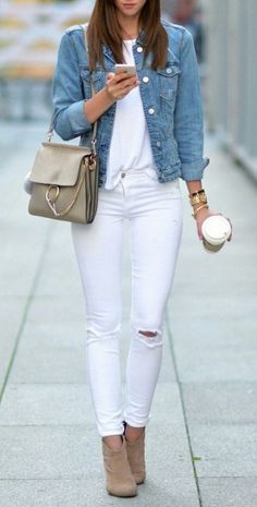 pantalon blanc haut bleu