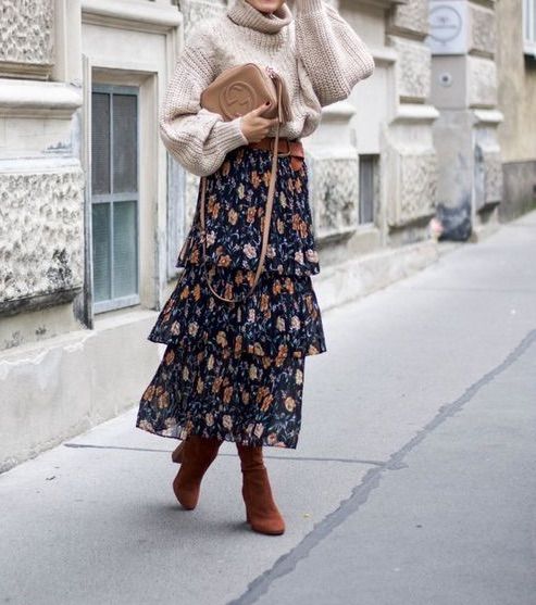 look robe longue avec pull