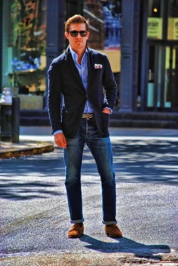 tenue jean bleu homme