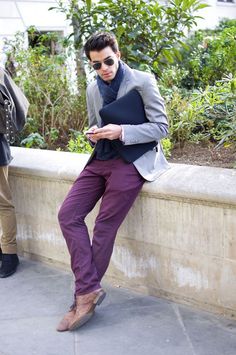 pantalon mauve homme avec quoi