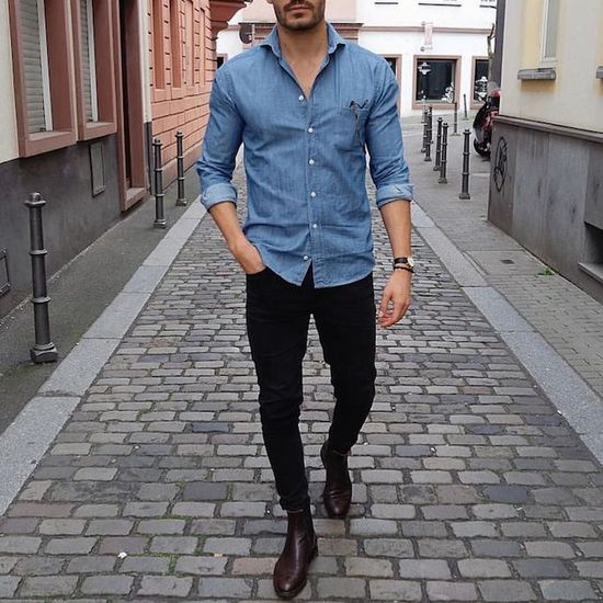 tenue avec jean noir homme