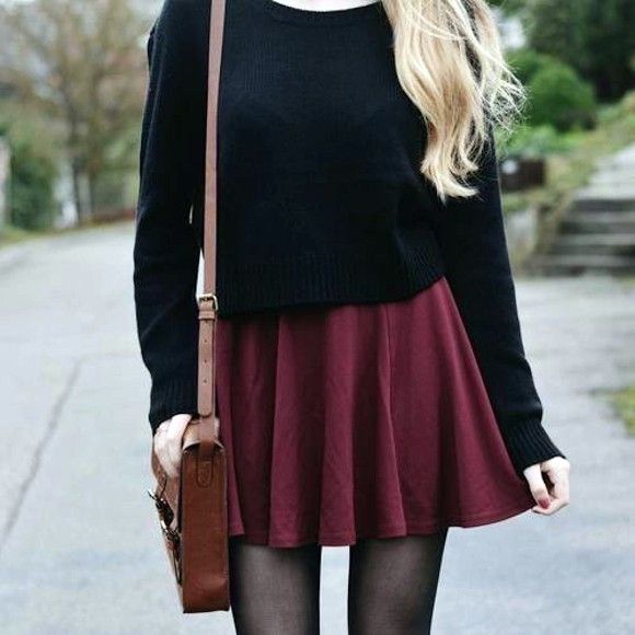 jupe bordeaux look