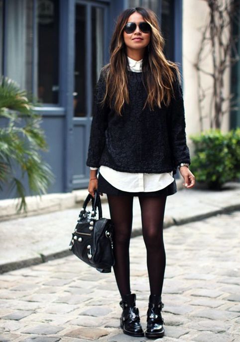 tenue jupe grise hiver