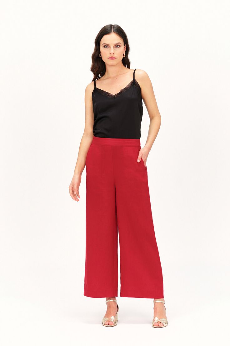 pantalon large rouge