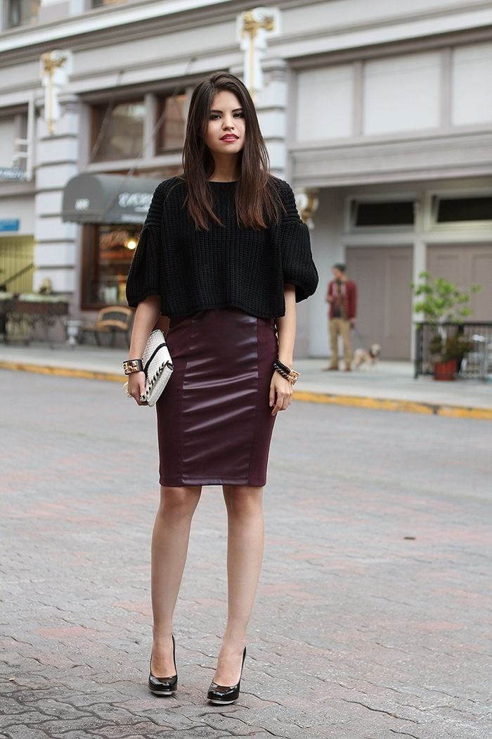 jupe bordeaux look