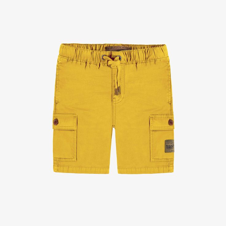 Short coupe régulière en twill très extensible jaune, enfant