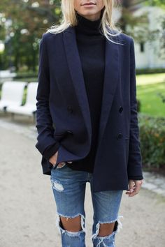 look blazer bleu marine femme