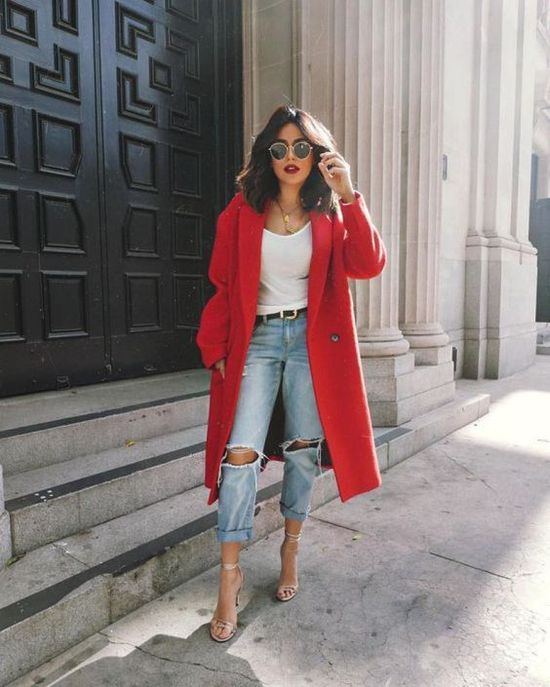 tenue manteau rouge