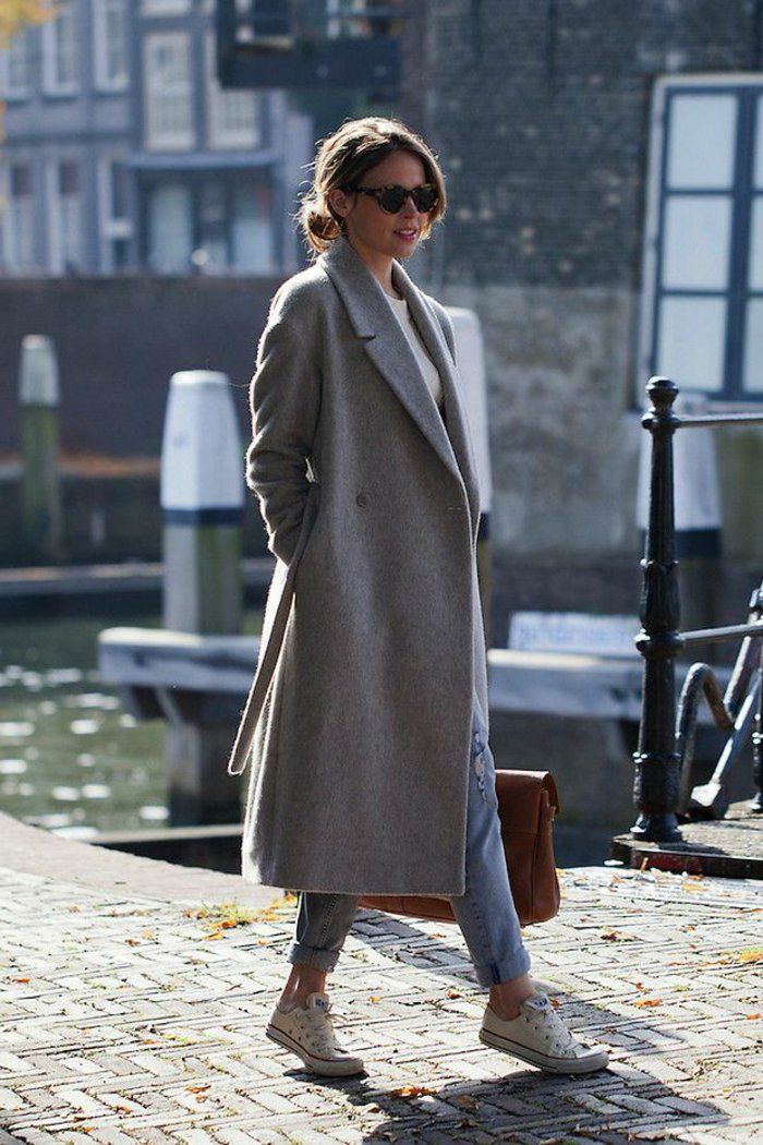 look manteau gris femme