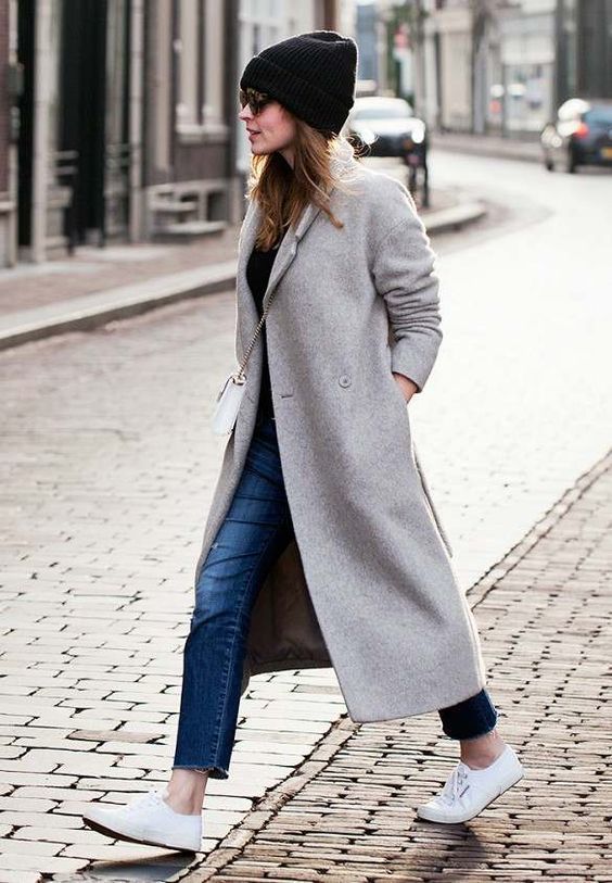 look manteau gris femme