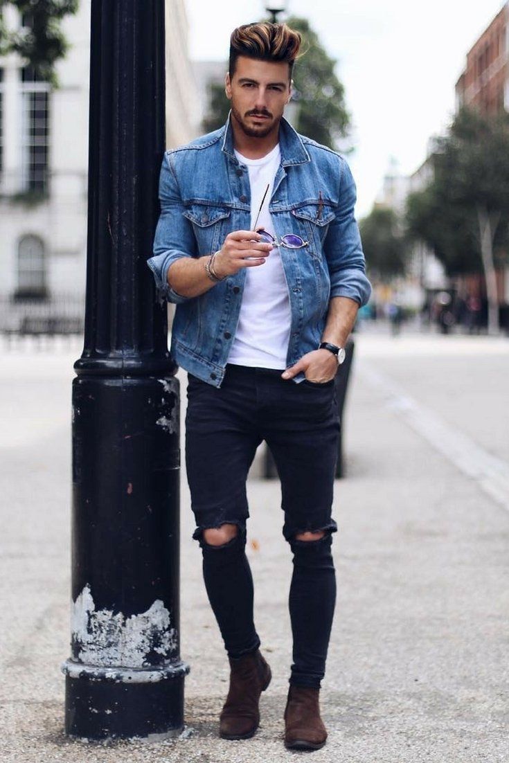 tenue veste en jean homme