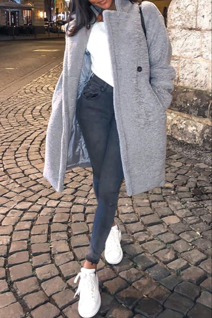 look manteau gris femme