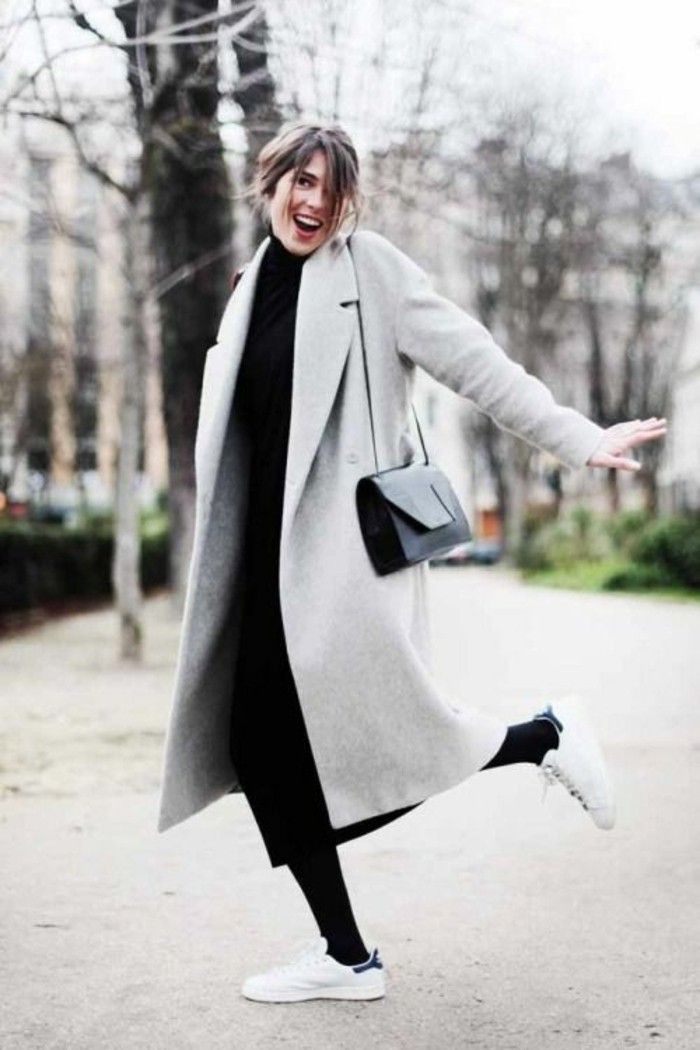 look manteau gris femme