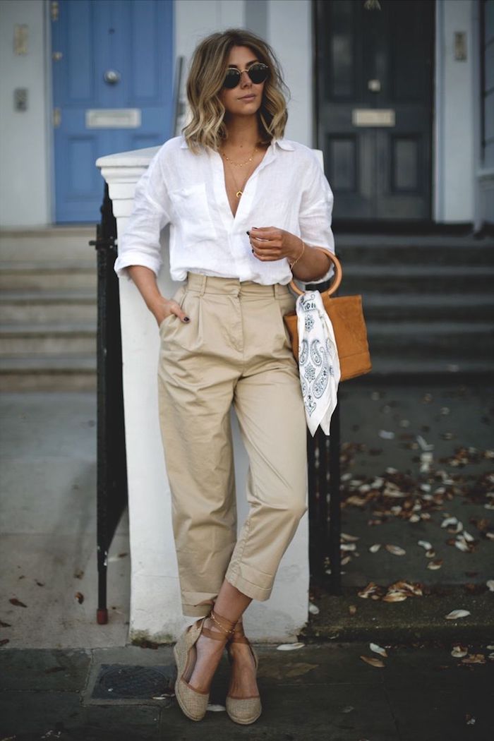 pantalon beige femme que mettre avec