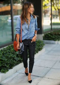 tenue chemise en jean femme