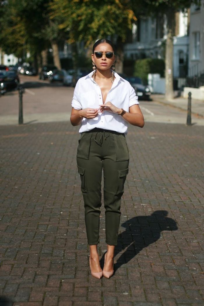 tenue avec pantalon militaire femme