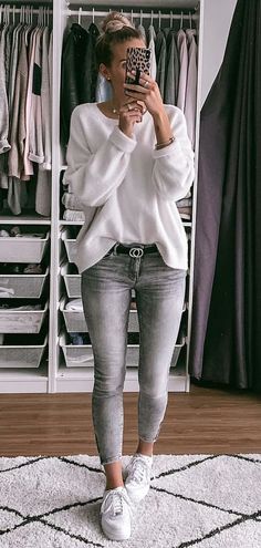 tenue avec jean gris femme