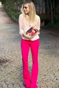 look avec pantalon rose pale