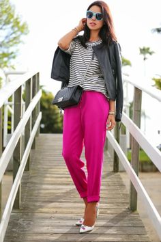 look avec pantalon rose pale